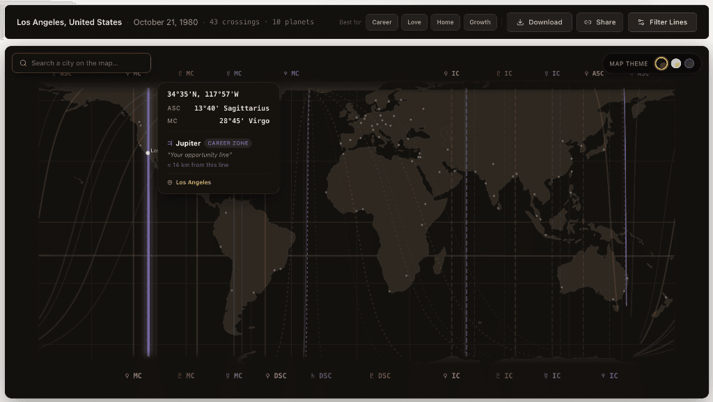 Kim Kardashian Astrocartography